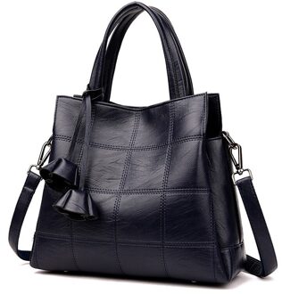 Fabrikant Directe Verkoop Middelbare Leeftijd Moeder Lady Handtas Veelzijdige Zachte Lederen Vrouwen Tas Drie Layer Grote Capaciteit blauw