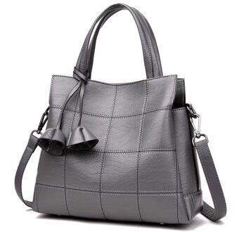 Fabrikant Directe Verkoop Middelbare Leeftijd Moeder Lady Handtas Veelzijdige Zachte Lederen Vrouwen Tas Drie Layer Grote Capaciteit licht grijs