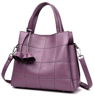 Fabrikant Directe Verkoop Middelbare Leeftijd Moeder Lady Handtas Veelzijdige Zachte Lederen Vrouwen Tas Drie Layer Grote Capaciteit paars