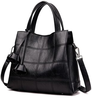 Fabrikant Directe Verkoop Middelbare Leeftijd Moeder Lady Handtas Veelzijdige Zachte Lederen Vrouwen Tas Drie Layer Grote Capaciteit zwart