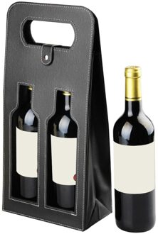 Fabrikanten Custom-Made Wijn Zakken Rode Wijn Carrier Cadeau Verpakking Doos Met Lederen Tote Hollow Wijn Zak Hoge zwart