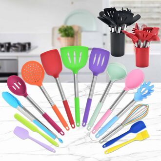 Fabrikanten Directe Verkoop Huishouden Kleur Siliconen Keukengerei Set Steak Spatel Non-stick Pot Schop 15 Stuks Pot Colan
