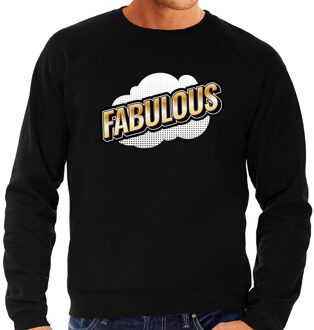 Fabulous fun tekst sweater voor heren zwart in 3D effect M