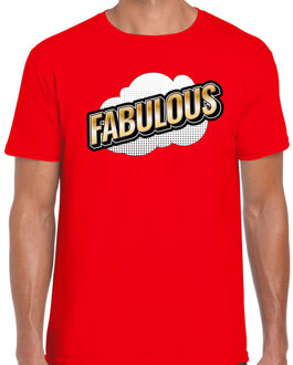 Fabulous fun tekst t-shirt voor heren rood in 3D effect M