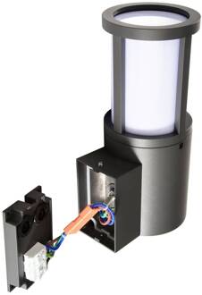 Facado II buitenwandlamp, grijs/opaal, Ø 11 cm, IP65, metaal donkergrijs metallic RAL 840-M, opaalwit