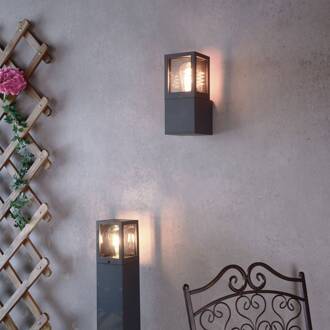 Facado II buitenwandlamp, grijs/rookgrijs, breedte 11 cm, IP65 donkergrijs metallic RAL 840-M, rookgrijs