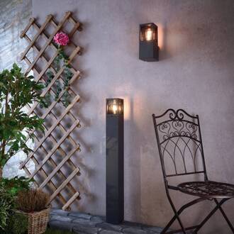 Facado II tuinpadverlichting, hoogte 100 cm, grijs/rook 11 x 11 cm IP65 donkergrijs metallic RAL 840-M, rookgrijs
