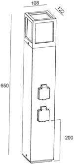 Facado Socket contactdooszuil, hoogte 65 cm donkergrijs, opaal