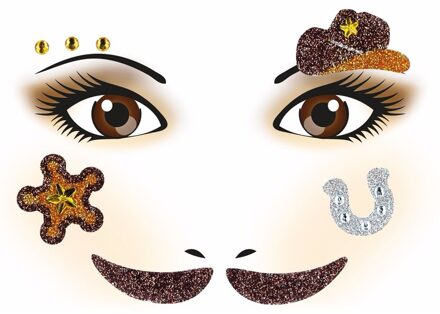 Face  Art Glitter sticker Cowboy