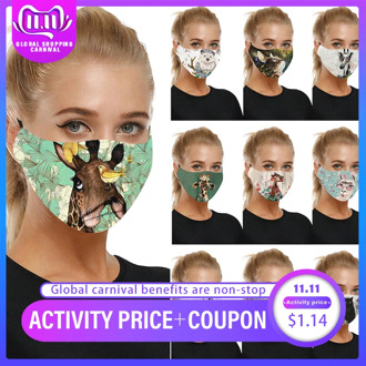 Face Mask Reusable Washable 3D Print Protective PM 2.5 Filetrs Dustproof Masks Fabric Mouth Mask Earloop Adult Mouth-muffle