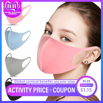 Face Mask Washable Earloop Face Mask Ice Silk Cotton Summer Breathable Dust Mouth Masks Anti Pollution WindProof Mouth PM2.5