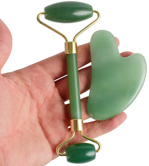 Face Massage Jade Roller Set Rose Quartz Natural Stone Crystal Lift Wrinkle Double Chin Remover Beauty Care Slimming Tools