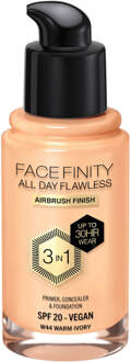 Facefinity All Day Flawless 3 in 1 Vegan Foundation 30ml (Various Shades) - W44 - WARM IVORY