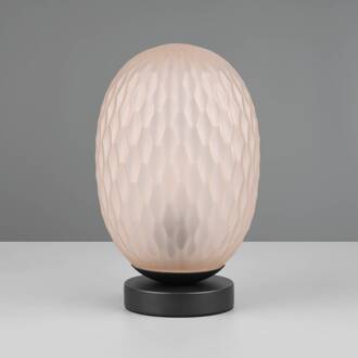 Facette tafellamp, amber, hoogte 29 cm, glas, E27 mat amber, zwart