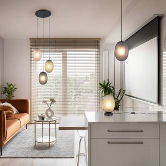 Facette tafellamp, groen, hoogte 29 cm, glas, E27 groen mat, zwart