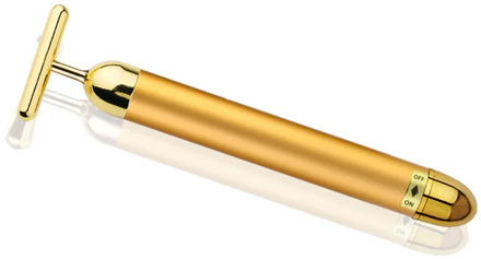 Facial Wrinkle Stick 24k Gold Vibration Facial Slimming Beauty Stick Pulse Firming Facial Roller Tightening Wrinkle Massager