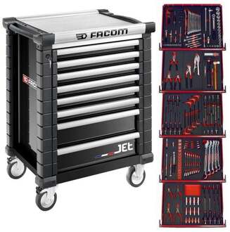 Facom gereedschapswagen 8 laden m3, met 5 gevulde laden in foam, zwart - JETCMM175GBNL