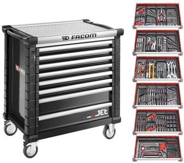 Facom JETCMM215GBNL GEREEDSCHAPSWAGEN | 8 LADEN M4 | 6 GEVULDE LADEN IN FOAM | ZWART - JETCMM215GBNL