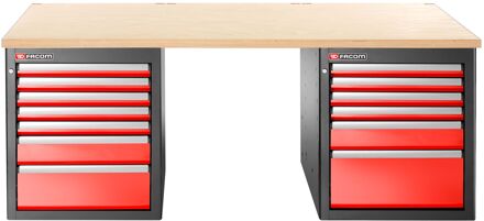 Facom JLS3 Werkbank | 13 Laden | Houten Bovenblad | Laag - JLS3-2MW13DL