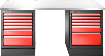 Facom JLS3 Werkbank | 13 Laden | Inox Bovenblad | Hoog - JLS3-2MS13DH