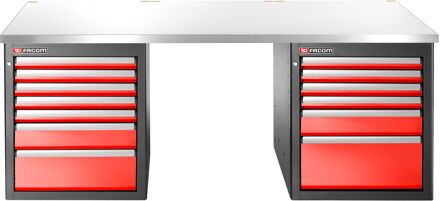 Facom JLS3 Werkbank | 13 Laden | Inox Bovenblad | Laag - JLS3-2MS13DL