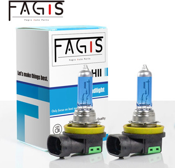 Fagis 2 Pcs US Brand H11 12V 55W Super Bright White Car Fog Lamps Blue UV Quartz Glass Auto Headlight Halogen Bulbs