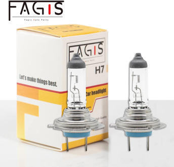 Fagis 2 Pcs US Brand H7 12V 55W White Car Headlight Auto Halogen Bulbs UV Quartz Glass Head Lamps Low/High Beam Lights