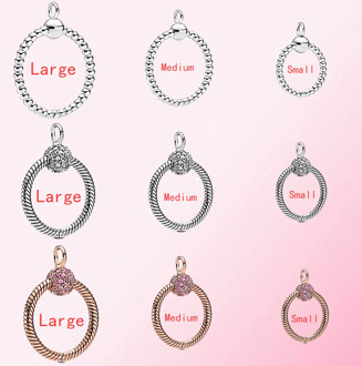 Fahmi 2020 Autumn 100% 925 Sterling Silver Rose Moments Small Medium Large Beaded Pave O Pendant Fit DIY Necklace Jewelry