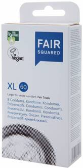Fair Squared XL 60mm Eco Fair Trade Condooms 8 stuks Transparant - 60 (omtrek 12-13 cm)
