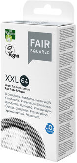 Fair Squared XXL 64mm Eco Fair Trade 8 Condooms 8 stuks Transparant - 60 (omtrek 12-13 cm)
