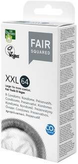 Fair Squared XXL 64mm Eco Fair Trade Condooms 8 stuks Transparant - 60 (omtrek 12-13 cm)
