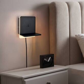 Fairfield LED wandlamp, metaal, mat zwart, dimmer zwart mat