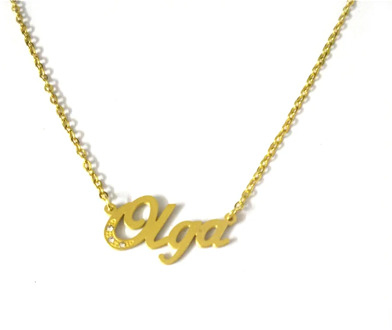 FairLadyHood New Personalized Custom "Olga" Name Necklace Handwriting Signature Name Pendant Necklace Custom Women Men Choker