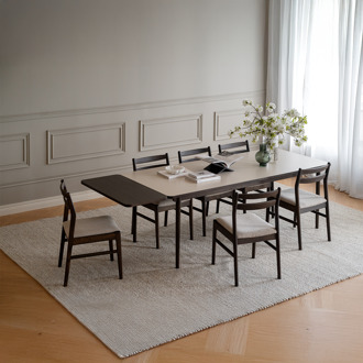 Fairmount verlengbare houten eetkamertafel donkereiken met beige tafelblad - 220 x 95 cm Bruin