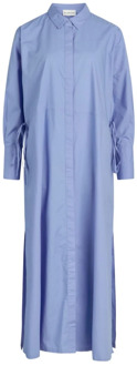 Fairtrade Cotton Shirt Dresses Blanche , Blue , Dames - M,S,Xs