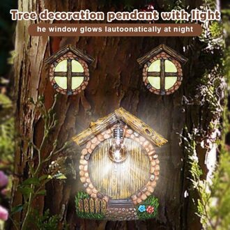 Fairy Deur En Raam Ornament Voor Huis Tuin Decor Tuin Lichter In Het Donker Yard Art Outdoor Hars Hanger Standbeeld df