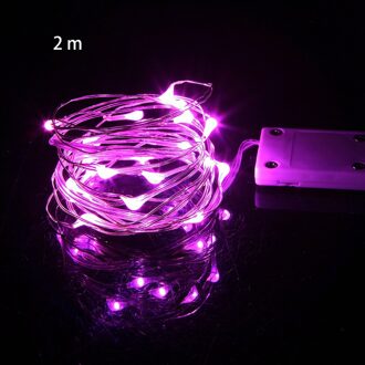 Fairy Licht Koperdraad Christmas Night Romantische Decor Waterdichte Chain Led Mini Party Wedding Batterij Aangedreven Guirlande Roze / 2m