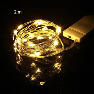 Fairy Licht Koperdraad Christmas Night Romantische Decor Waterdichte Chain Led Mini Party Wedding Batterij Aangedreven Guirlande warm wit / 1m