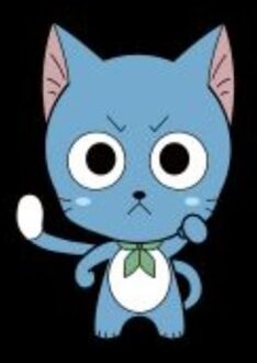 Fairy Tail Happy Unisex T-Shirt - Black - 4XL Zwart