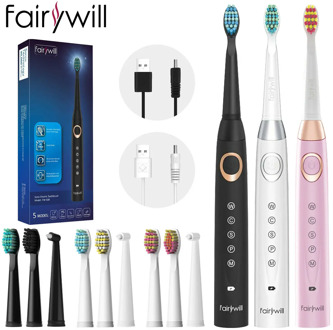 Fairywill Sonic Electric Toothbrush FW-508 USB Charge Rechargeable IPX7 Waterproof Electronic Tooth 8 Replacement Brush Heads