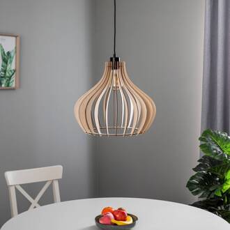 Faje hanglamp, berkenmultiplex, 1-lamp zwart, licht hout