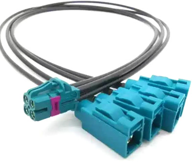 Fakra mini 4 port connector to four regular fakra z female RG302 1M cable for Yevgeny