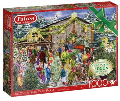 Falcon kerstpuzzel 2 x 1000 stukjes - christmas tree farm
