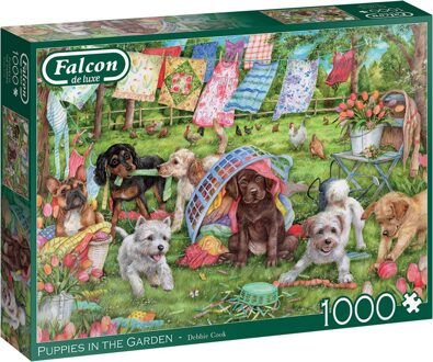 Falcon Puppies In The Garden Puzzel (1000 Stukjes)
