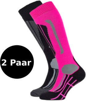 Falcon Wintersportsokken - Maat 35-38 - Vrouwen - roze/zwart/grijs