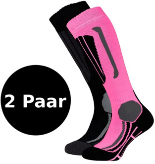 Falcon Wintersportsokken - Maat 35-38 - Vrouwen - roze/zwart/grijs