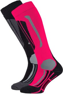 Falcon Wintersportsokken - Maat 35-38 - Vrouwen - roze/zwart/grijs