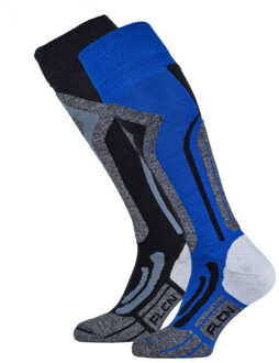 Falcon Wintersportsokken - Maat 39-42 - Mannen - donkerblauw/grijs/zwart