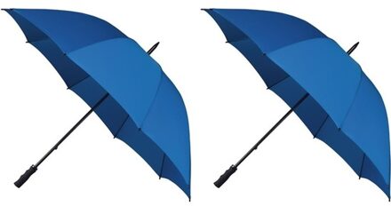 Falcone 2x Stormparaplu kobalt blauw 130 cm - Paraplu's