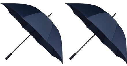 Falcone 2x Stormparaplu navy/marine blauw 130 cm - Paraplu's